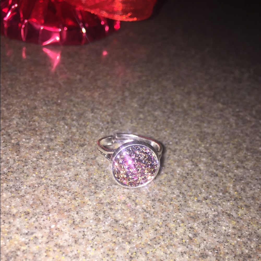 Silver druzy ring